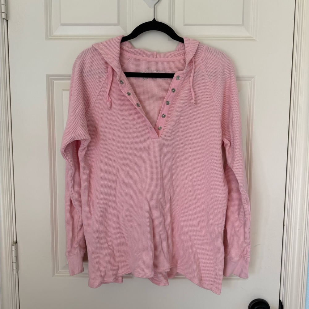 Tee Shop Pink Waffle Women's Hoodie Shirt Top
